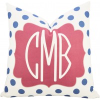 TheWatsonShop Personalized Dot Throw Pillow in Blue Pink WTSN3366